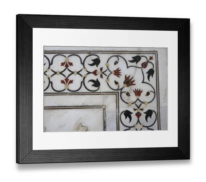 Framed Print : Marble inlay work of interlocking designs on wall of Taj Mahal Seventh Wonders of World