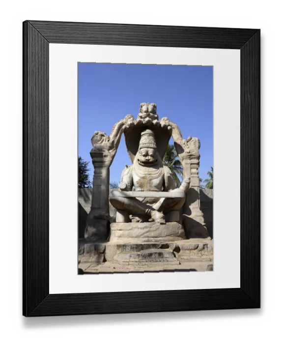 Framed Print : God Narasimha monolith statue, Hampi