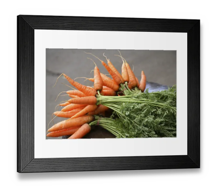 Framed Print : Vegetable, garden fresh Carrots with green leafs kept for selling on the way to Munnar