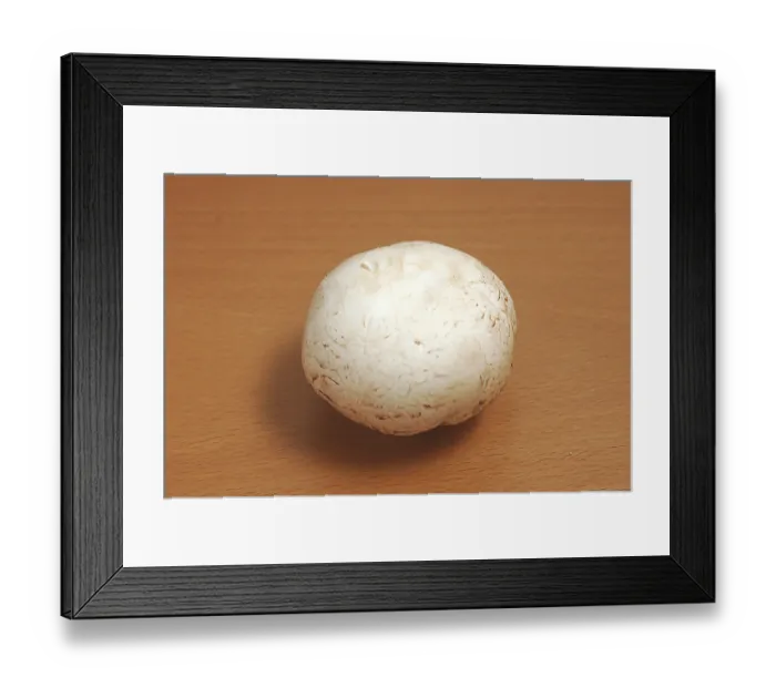 Framed Print : Vegetable, white button mushroom shape top side round Framed Print : Vegetable, white button mushroom shape top side round