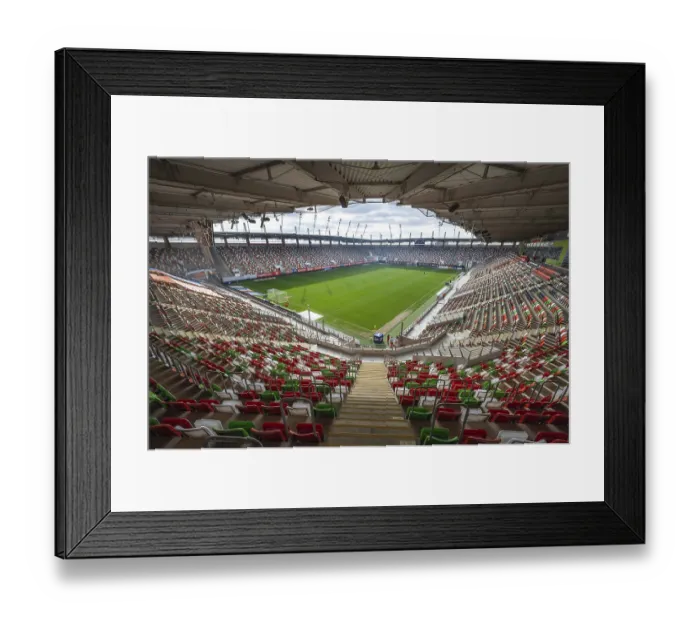 Framed Print : LUBIN, POLAND - FEBRUARY 18, 2024: Football match Polish PKO Ekstraklasa between KGHM Zaglebie Lubin vs Cracovia 1:1