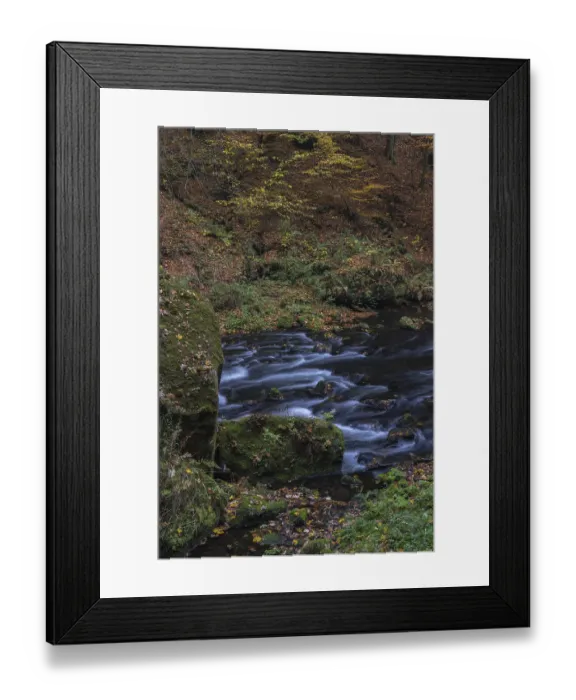 Framed Print : Flowing water with ferns and rocks in the Edmunds Gorge in autumn
