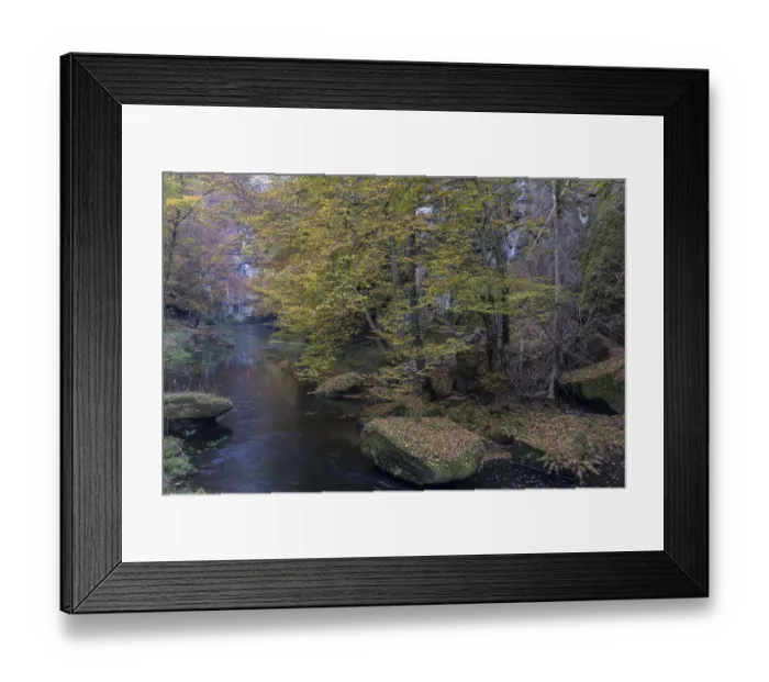 Framed Print : Flowing water with ferns and rocks in the Edmunds Gorge in autumn