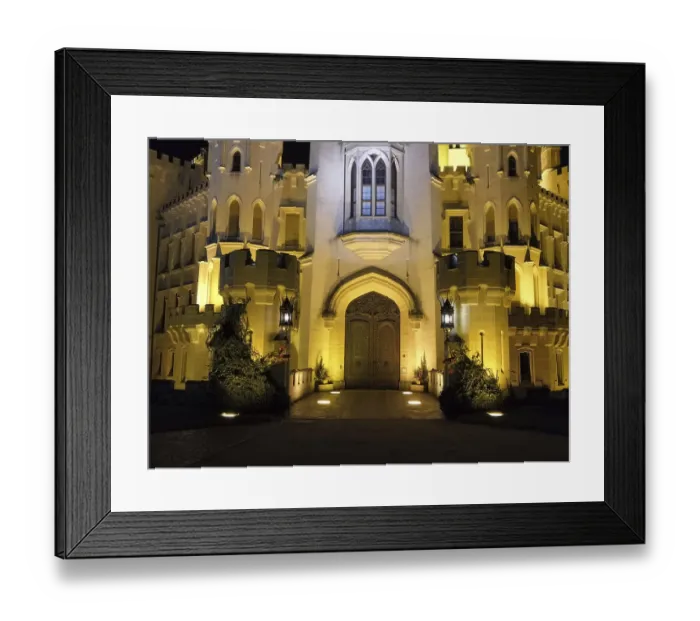 Framed Print : Illuminated castle at night. Hluboka is a historic chateau situated in Hluboka nad Vltavou