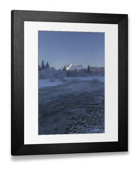 Framed Print : Isar valley in winter at temperatures of minus 18 degrees Celsius