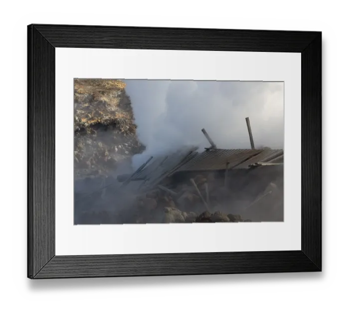 Framed Print : Steam evaporating of the ground at Gunnuhver