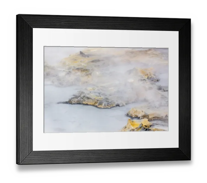 Framed Print : Solfatara field with hot pools and boiling mud at Seltun
