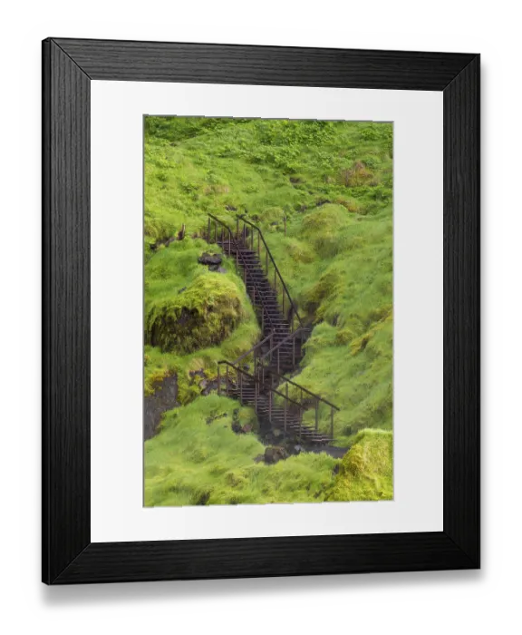 Framed Print : Stairway to Waterfall Seljalandsfoss Framed Print : Stairway to Waterfall Seljalandsfoss