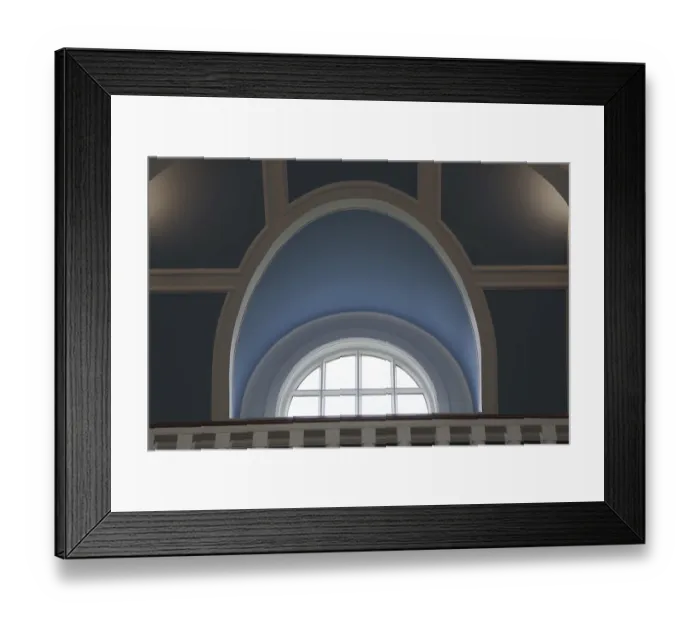 Framed Print : Window, inside the blue Church in Seydisfjordur