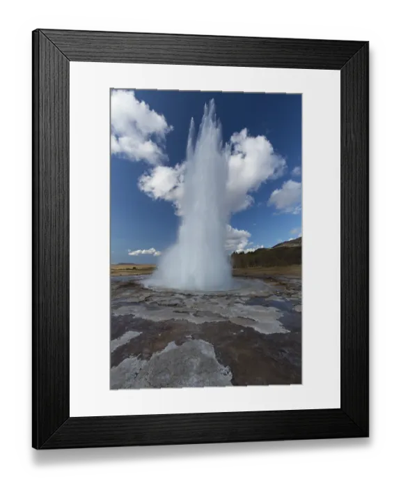 Framed Print : Strokkur is a fountain geyser located in a geothermal area in the southwest part of Iceland