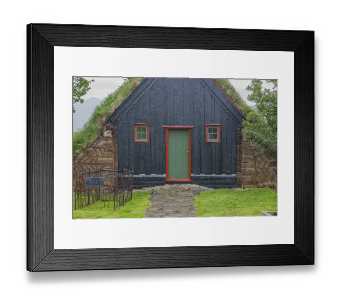 Framed Print : Turf church at Vidimyri (Skagafjordur)