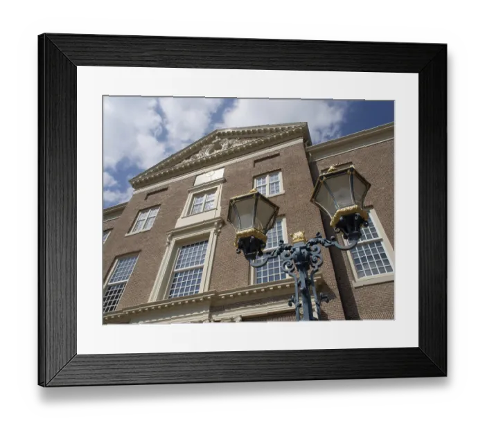 Framed Print : A historic building with large lanterns and a detailed facade