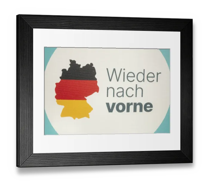 Framed Print : Sign Germany back to the front on an election poster of the CDU party for the Bundestag election 2025