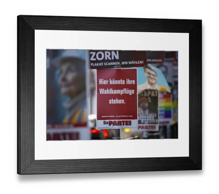 Framed Print : A poster with the inscription Here could be your election campaign wings