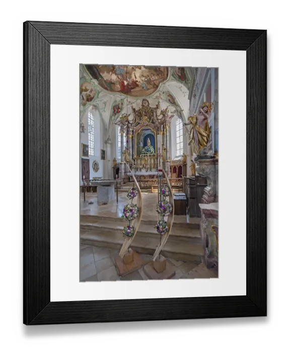 Framed Print : Main altar and ceiling frescoes