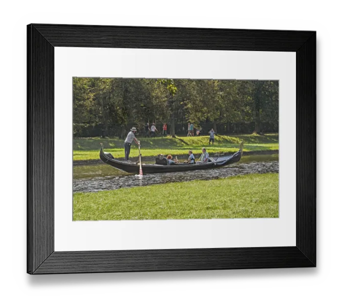 Framed Print : Gondola and visitors in Nymphenburg Palace Park Framed Print : Gondola and visitors in Nymphenburg Palace Park