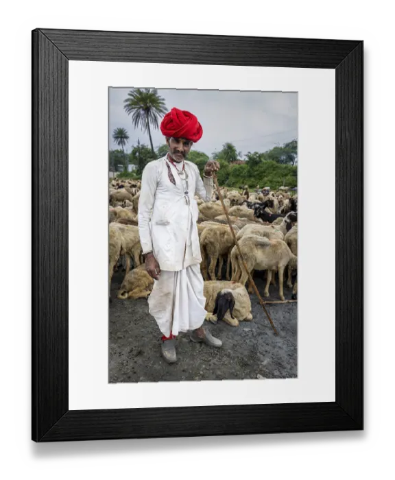 Framed Print : Portrait of a herder from the Rabari community