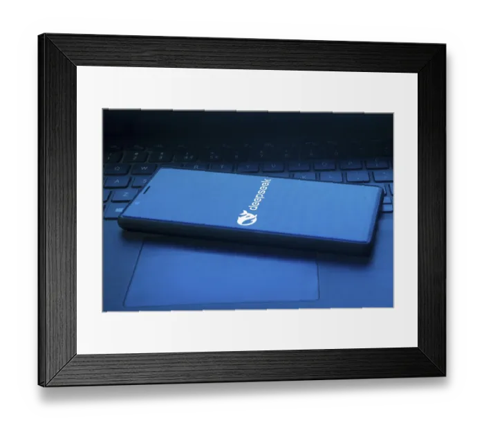 Framed Print : Deepseek Ai logo is displayed on smartphone