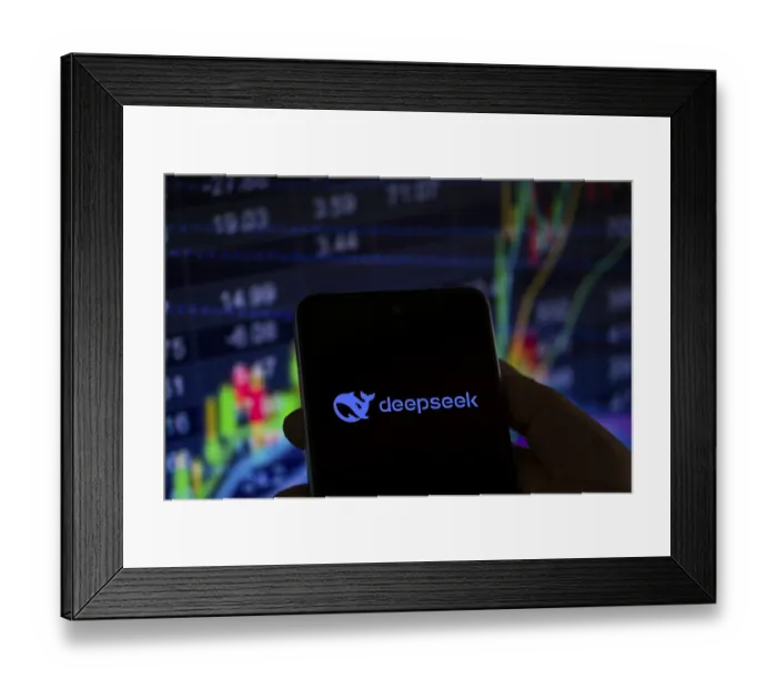 Framed Print : Deepseek Ai logo is displayed on smartphone