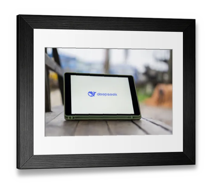 Framed Print : Deepseek Ai logo is displayed on smartphone