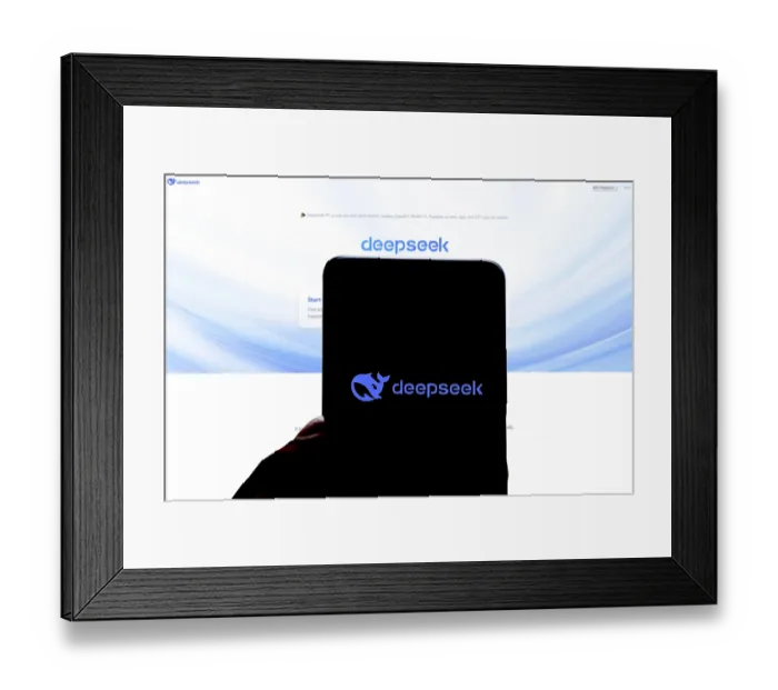 Framed Print : Deepseek Ai logo is displayed on smartphone