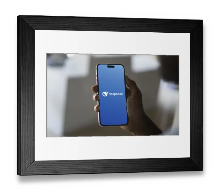 Framed Print : Deepseek Ai logo is displayed on smartphone