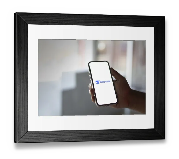 Framed Print : Deepseek Ai logo is displayed on smartphone