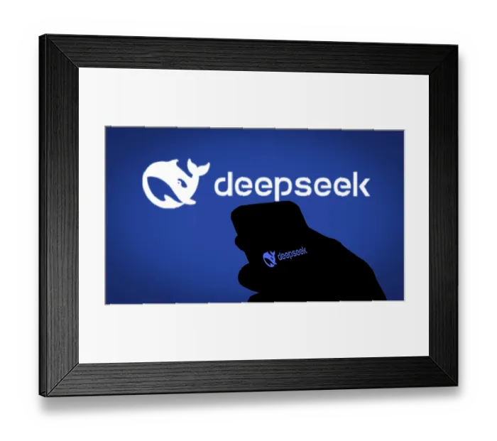 Framed Print : Deepseek Ai logo is displayed on smartphone Framed Print : Deepseek Ai logo is displayed on smartphone