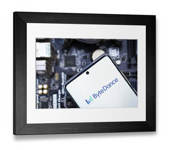 Framed Print : ByteDance logo is displayed on smartphone Framed Print : ByteDance logo is displayed on smartphone