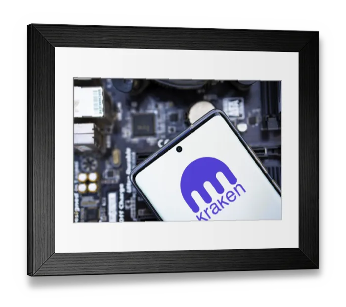 Framed Print : Kraken is cryptocurrency exchange