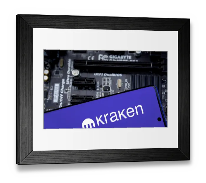 Framed Print : Kraken is cryptocurrency exchange