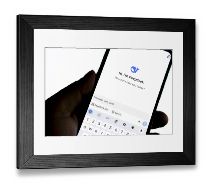 Framed Print : Deepseek Ai logo is displayed on smartphone Framed Print : Deepseek Ai logo is displayed on smartphone
