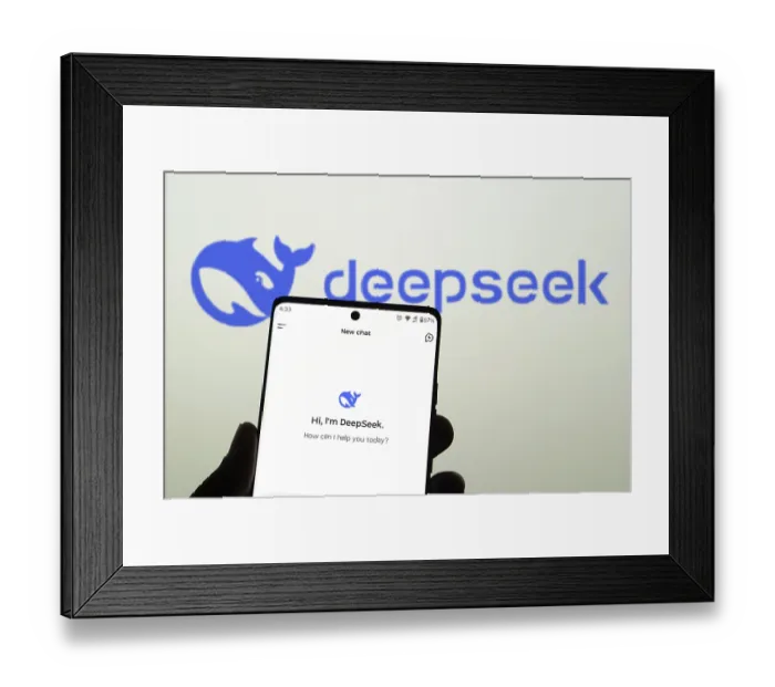 Framed Print : Deepseek Ai logo is displayed on smartphone Framed Print : Deepseek Ai logo is displayed on smartphone