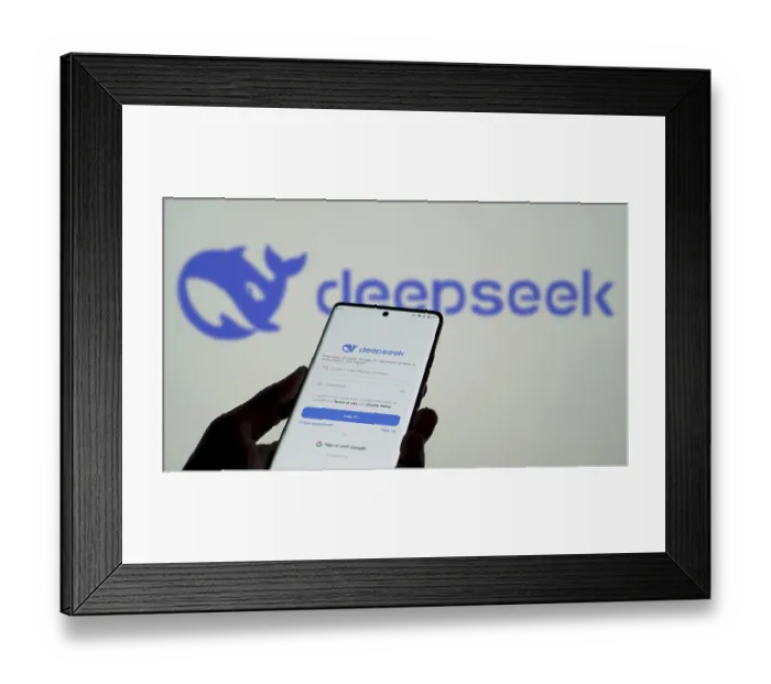 Framed Print : Deepseek Ai logo is displayed on smartphone Framed Print : Deepseek Ai logo is displayed on smartphone