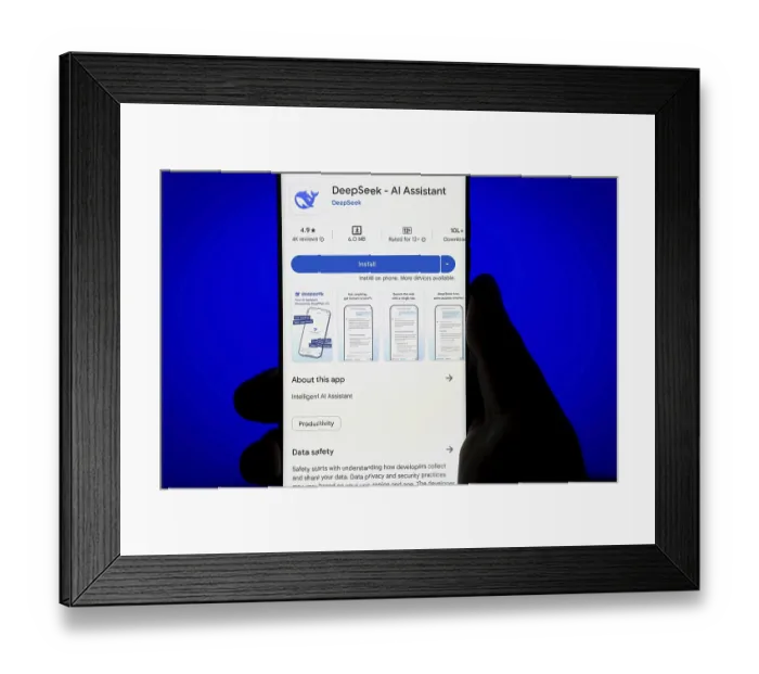 Framed Print : Deepseek Ai logo is displayed on smartphone Framed Print : Deepseek Ai logo is displayed on smartphone