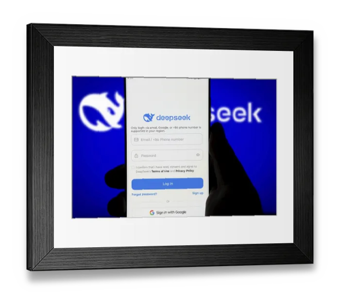 Framed Print : Deepseek Ai logo is displayed on smartphone