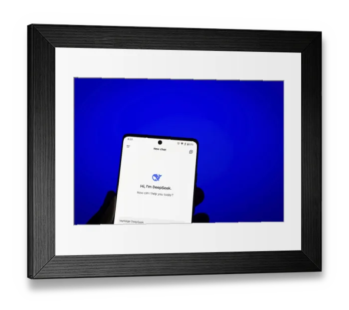 Framed Print : Deepseek Ai logo is displayed on smartphone