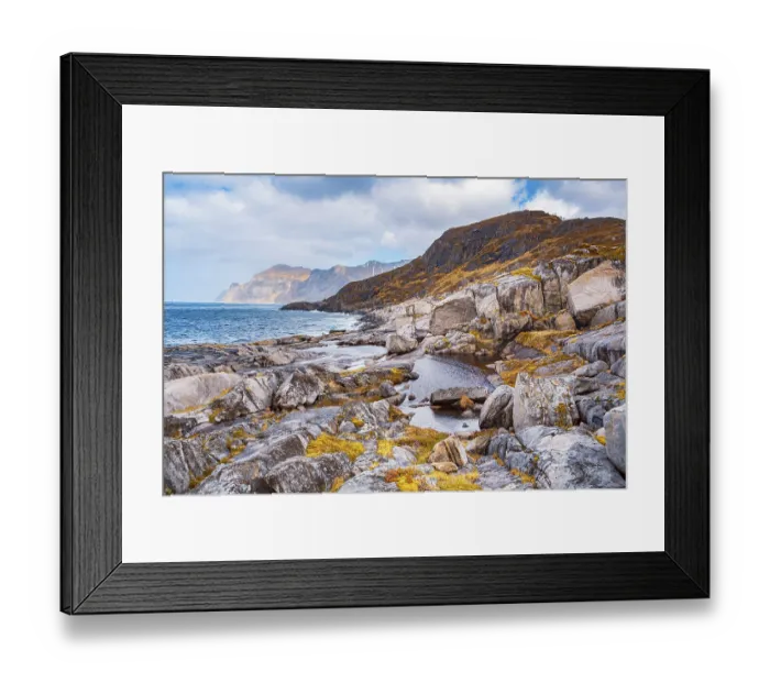 Framed Print : Fjords near Mefjordvaer on the island of Senja in Norway