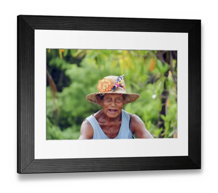 Framed Print : Portrait of a balinese old woman looking at camera