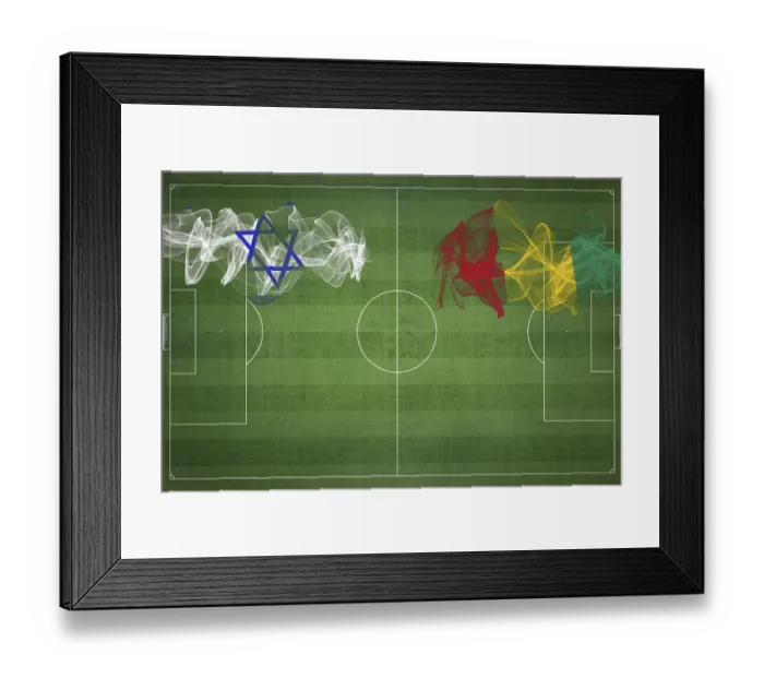 Framed Print : Israel vs Guinea Soccer Match, national colors