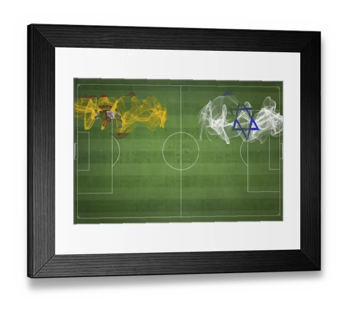 Framed Print : Spain vs Israel Soccer Match, national colors Framed Print : Spain vs Israel Soccer Match, national colors