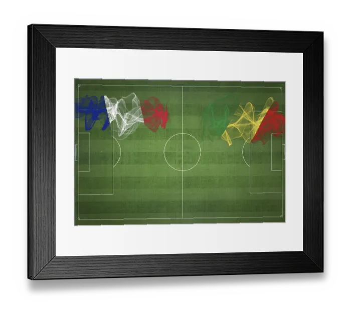 Framed Print : France vs Congo Soccer Match, national colors Framed Print : France vs Congo Soccer Match, national colors