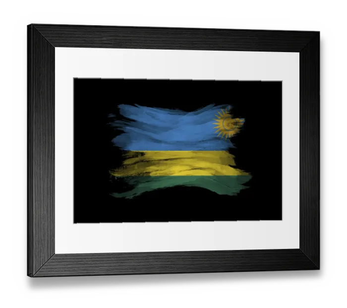 Framed Print : Rwanda glitter flag, national flag