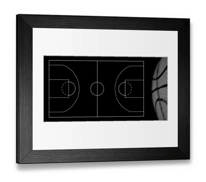 Framed Print : Basketball court background, Basketball Ball