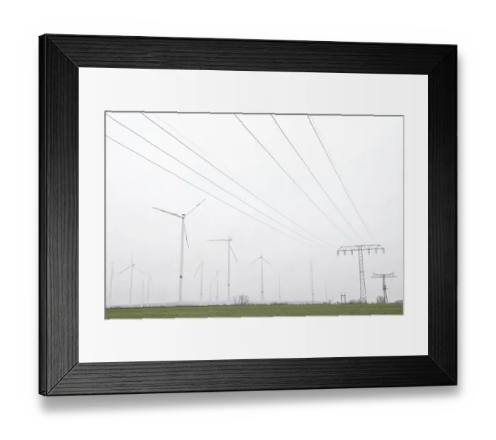 Framed Print : Jacobsdorf wind farm in the fog