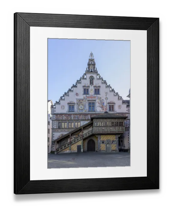 Framed Print : Old town hall with decorative wall paintings in Gothic style