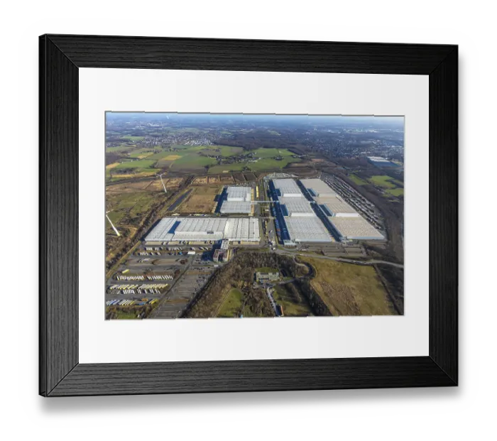 Framed Print : Aerial view, Ikea central warehouse distribution centre