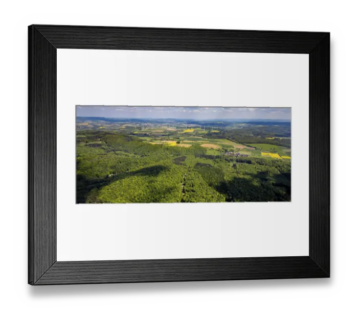 Framed Print : Aerial view, nature reserve Hinnenburger Forst with Emder Bachtal