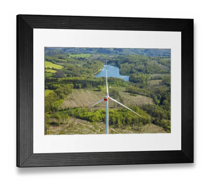 Framed Print : Aerial view, AVU wind turbines near Brantener StraBe