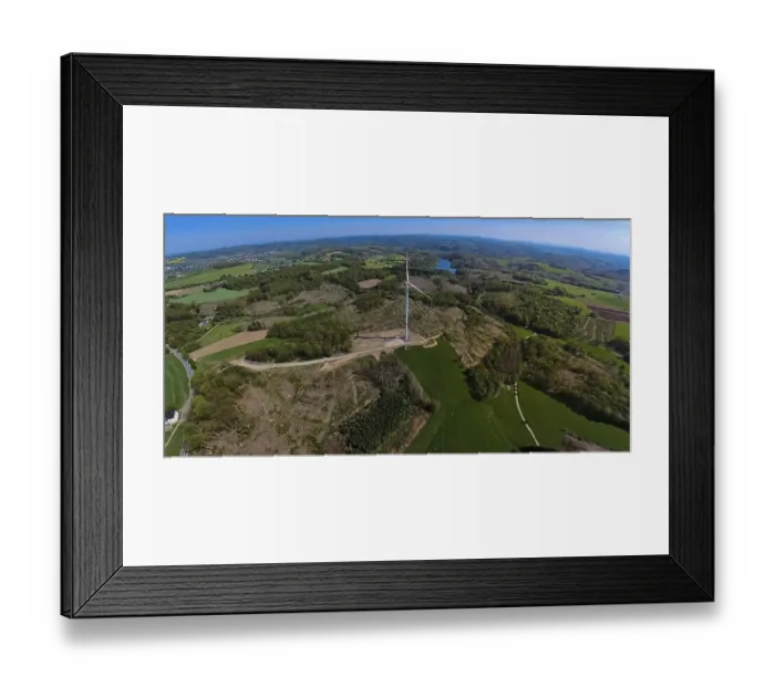 Framed Print : Aerial view, AVU wind turbine near Brantener StraBe Framed Print : Aerial view, AVU wind turbine near Brantener StraBe
